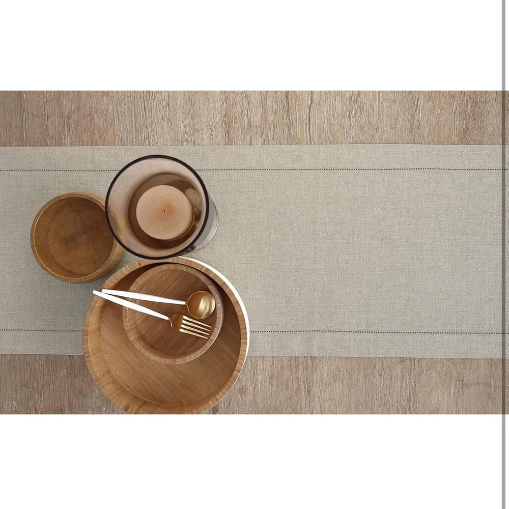 Solino Home Linen Natural Table Runner 144 Inches Long - 100% Pure Linen